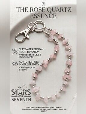 Handmade | Rose Quartz Essence | Crystal Phone Wristlet & Keychain